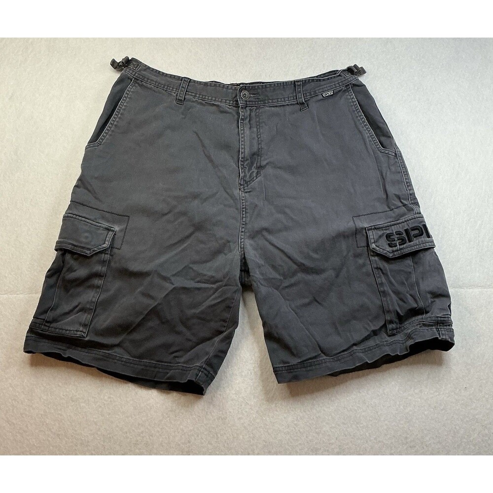 Split Men's Gray Cargo Shorts Size 36 Flat Front Chino Casual Cotton